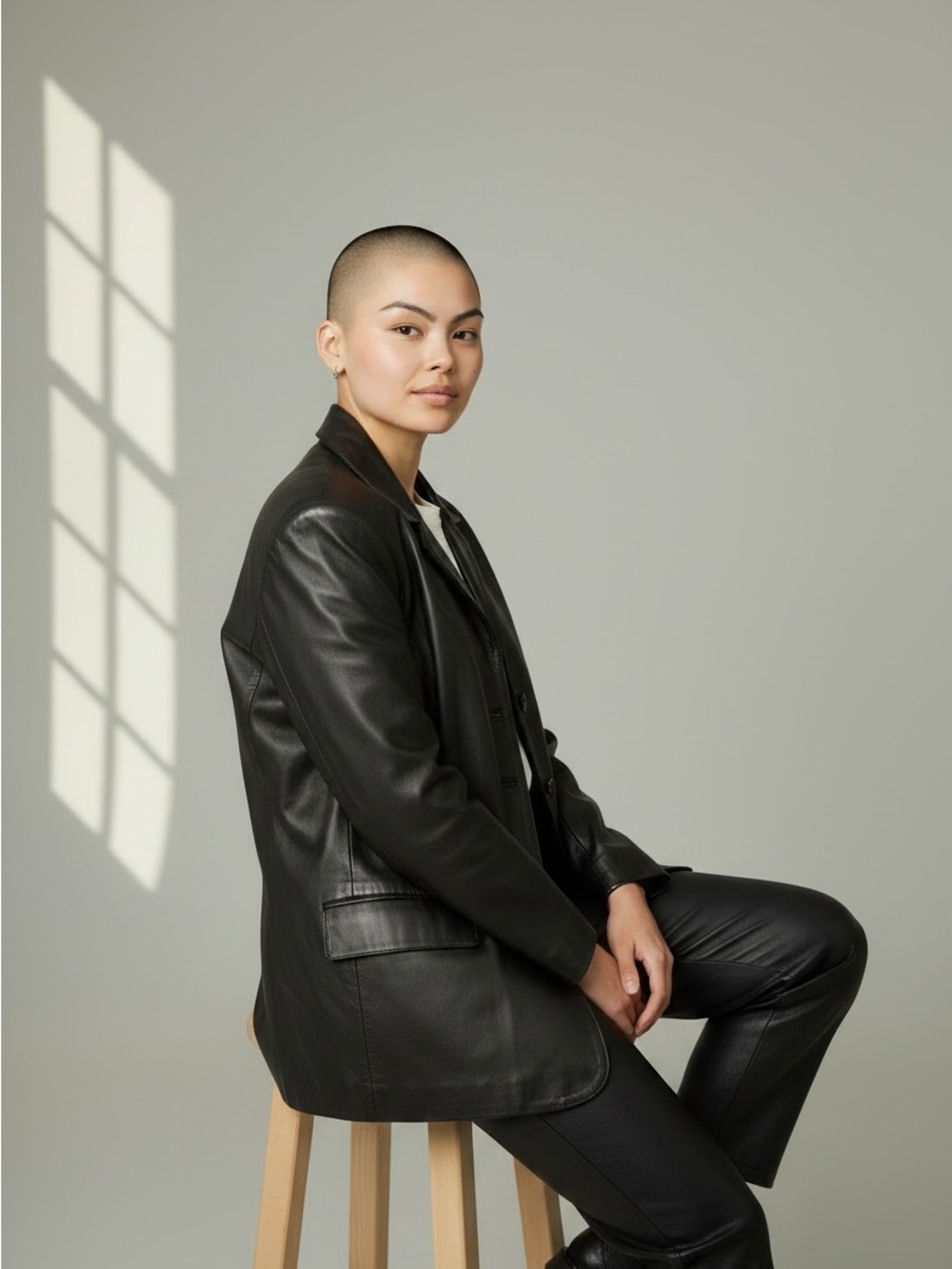 Linda Allard Ellen Tracy Black Leather Blazer Size 16
